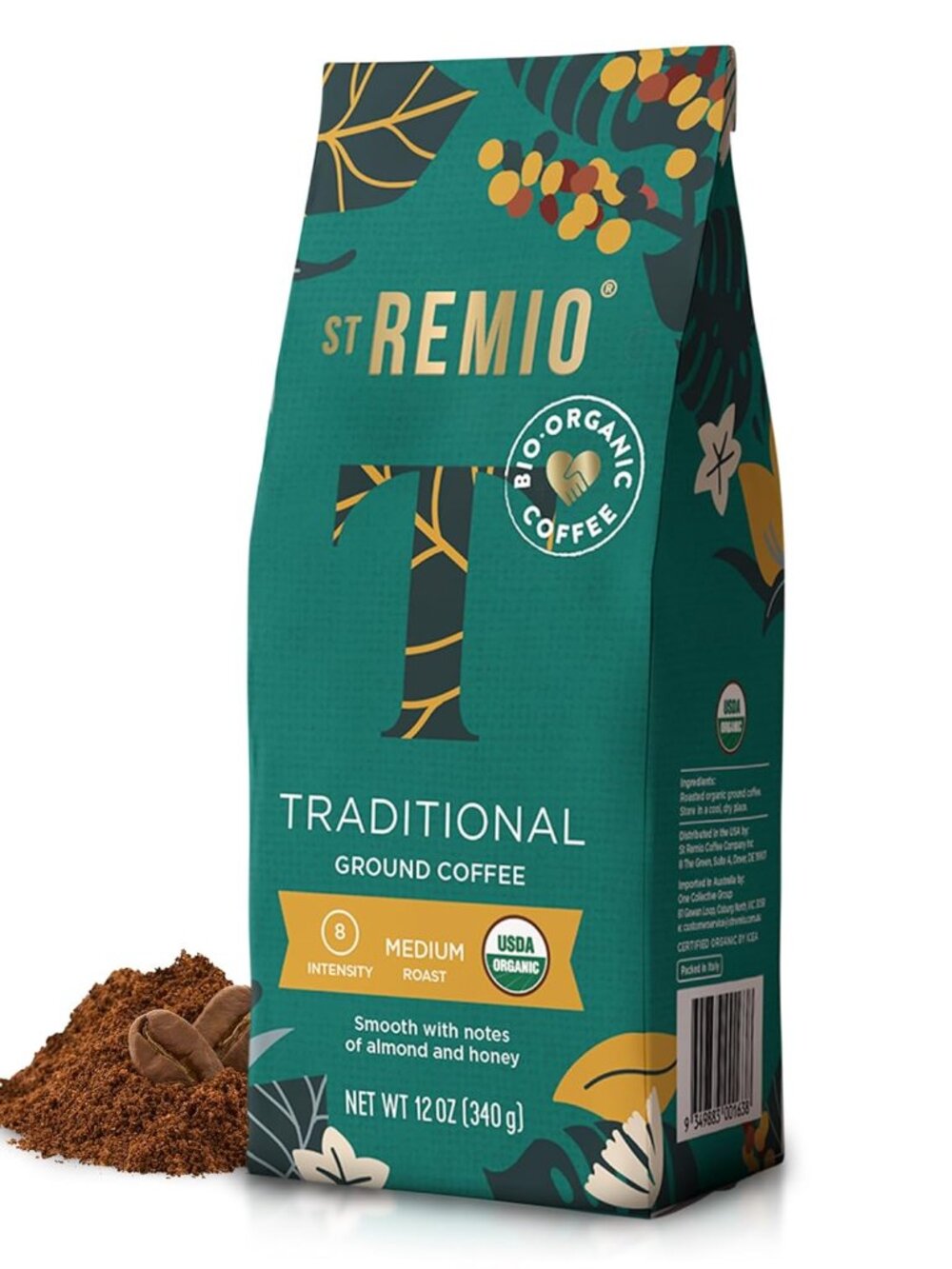 ST REMIO Ground Coffee Traditional 12 oz -Medium Roast, USDA Organic-exp 9-25-26
